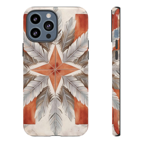 Silver Feather Compass - Impact Resistant Phone Case